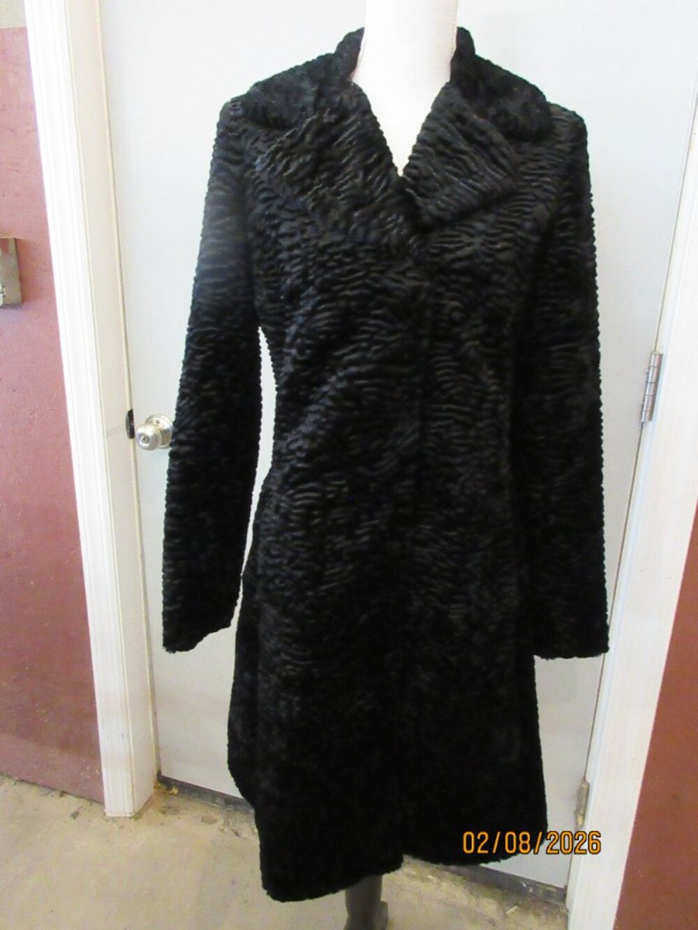 Women's Jones New York Faux Persian Sheep Coat, black, size S